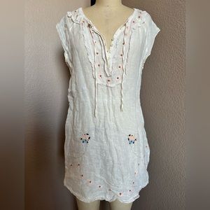 Free People long linens top with embroidery